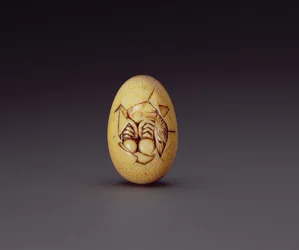 Netsuke, das ein Küken zeigt, das aus einer Schale schlüpft, ca. 1760-80